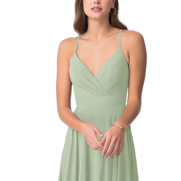 Bridesmaid dress from Azazie. Color is Agave. Chiffon fabric floor length dress - Picture 3 of 3